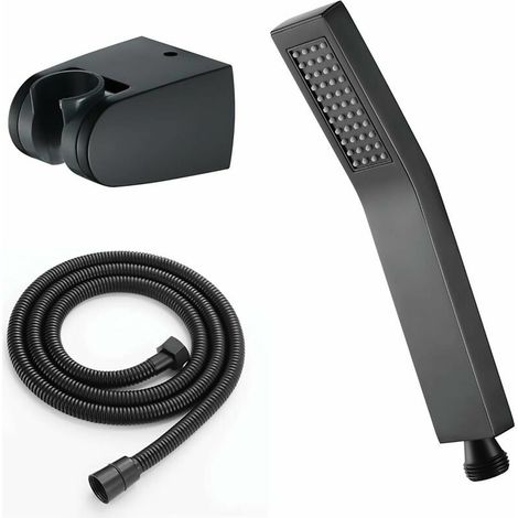 royaluxe - Pommeau De Douche Laiton Douchette À Main Avec Flexible Pomme De Douche À Main Fonction Unique Anti Calcaire Tête De Douche Avec Sortie D'Eau En Silicone,Noir