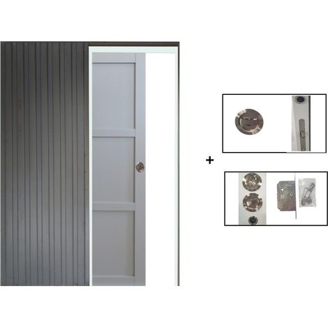 Porte Coulissante Greyria Gris Clair 3 Panneaux RAL7035 H204 x L73 + Systeme a Galandage (1/5)
