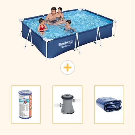 Bestway Bestway Steel Pro Rectangulaire - 300x201x66 cm - 4-pièces S22297