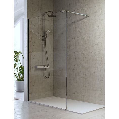 Mampara de Ducha Frontal de 1 cristal fijo - Cristal de Seguridad de 8 mm - Modelo Fresh (120 cm) - TRANSPARENTE (1/2)