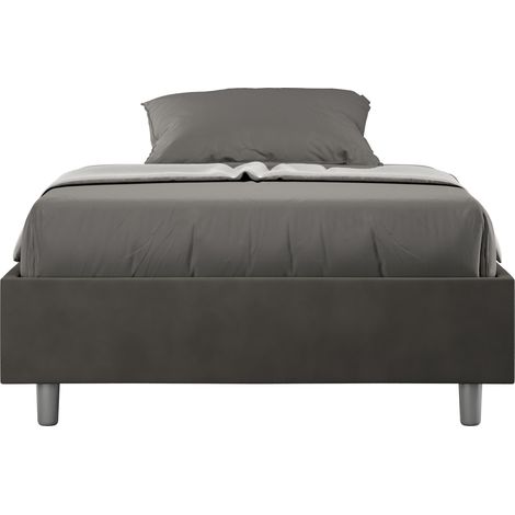 Letto Matrimoniale Francese Sommier 140x200 cm con Rete e Contenitore Azelia Grigio (1/4)