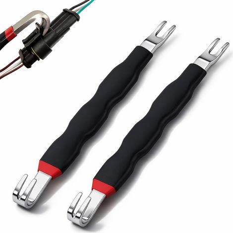 2 Pcs Outils de Séparation Extracteur De Connecteur Électrique Automobile Outil Multifonction Séparateur Double Extrémité Terminal Removal Tool Kit pour Connecteur Electrique Automobile (Noir) (1/5)