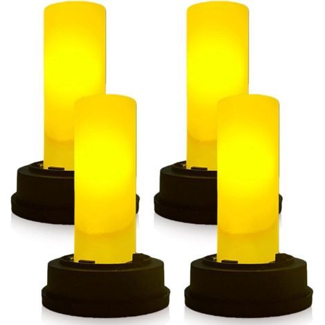 Set of 4 replacement solar lights - LED flame effect solar lights - Waterproof solar lights - Replacement parts for outdoor lights - 8.5 cm (1/5)