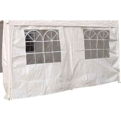Seitenplane für Partyzelt, Länge 4 Meter, PVC weiß mit Fenstern (1/3)