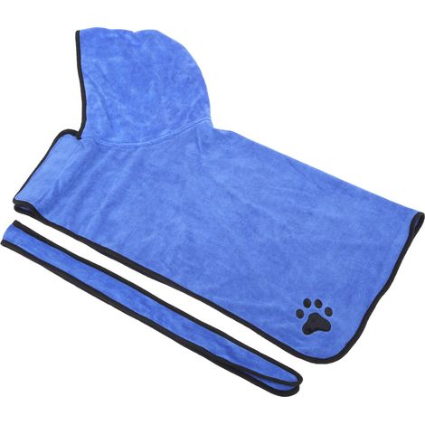 Peignoir de bain absorbant en fibre pour animaux de compagnie, avec capuche et ceinture, pour chien. (1/5)