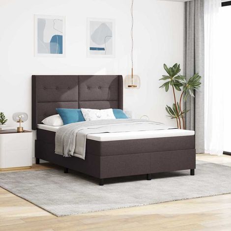 vidaXL Boxspringbett mit Kissen Dunkelbraun 190 x 140 cm Stoff (1/5)