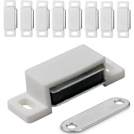 Serrures magnétiques pour meubles, portes, fermetures magnétiques pour armoires et placards - Blanc, 10 pièces (1/4)