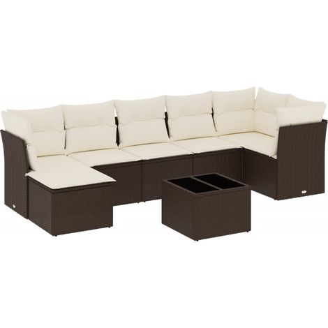 Maison Exclusive - Set Divani da Giardino 8 pz con Cuscini Marrone in Polyrattan