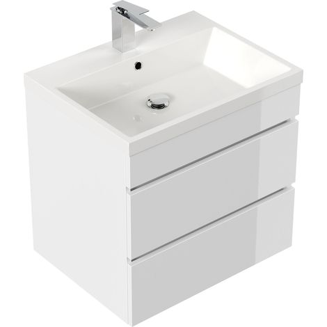 Badmöbel Via 60 SoftClose weiss hochglanz mit grifflosen Schubladen (1/5)