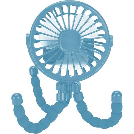 Ventilador portátil para cochecito de viaje, con clip - Pequeño ventilador con trípode flexible Ventilador de mano tipo pulpo giratorio de 360° para manillar de cochecito (1/5)
