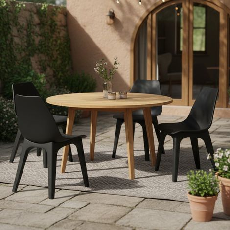 Outdoor-Stuhl Montivilla, 4er-Set, Belastung 120 kg, Made in Italy, Sitz in Anthrazit, Schwarz-Anthrazit (1/4)