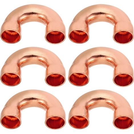 2pcs Raccord Coudé Cuivre pour Tuyaux Gaz, 22mm Tuyau d'Arrosage Durite Essence, Raccords Tuyauterie à Pression HVAC Climatisation Plomberie, Épaisseur 1mm - U Forme 1/2 Inch (1/5)