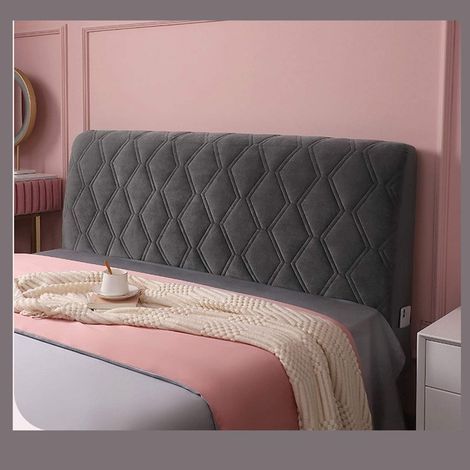 Grey 160cm Velvet Double Bed Headboard Cover for Double/Single Bed High Quality Elastic Anti-Collection Protector Slipcover