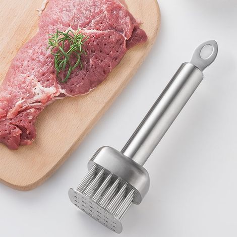 Aiguille à viande en acier inoxydable 304, attendrisseur à steak, broche à rôtir avec marteau, brise-tendon perforant, pic pour viande rôtie, outil de cuisson. (1/4)