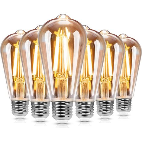 Lampadine LED ST64, Edison Vintage E27 8W=109W, 1680 lumen, luce calda 2200K, lampada decorativa, ideale per casa, bar, caffetterie, ristoranti, non dimmerabili, confezione da 6