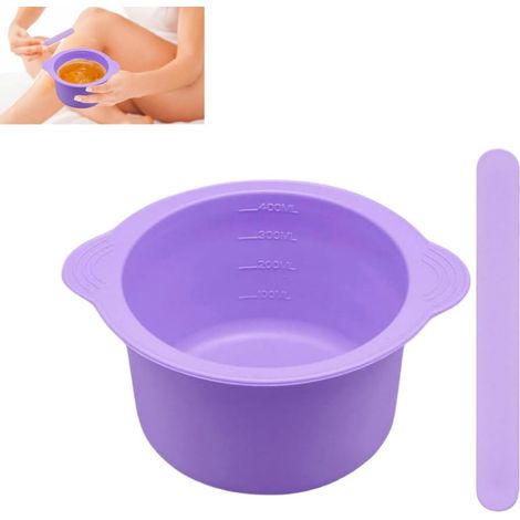 10 x 6,5 cm bol à cire en silicone pour chauffe-eau, réutiliser le chauffe-cire de remplacement du pot de cire, revêtement de cire anti-adhésif avec 1 mélange du bâton (violet) (1/4)