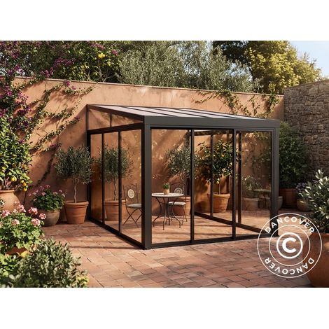 Conservatory San Pablo Alu+ w/windows + sliding doors, 3x4 m, Black - Dancover