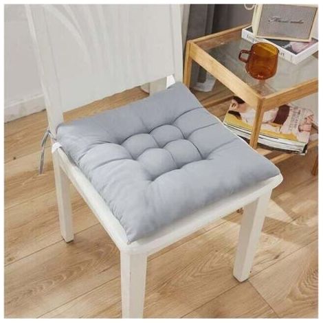 Coussins de chaise carrés gris Coussins givrés de couleur unie en coton doux et épais Convient pour le bureau, la maison ou la (1/4)