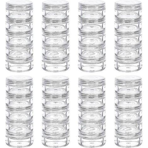 Pots de rangement ronds empilables en plastique 5 g/5 ml, 8 colonnes (5 couches/colonne), pour perles de rocaille et forets diamantés. (1/5)