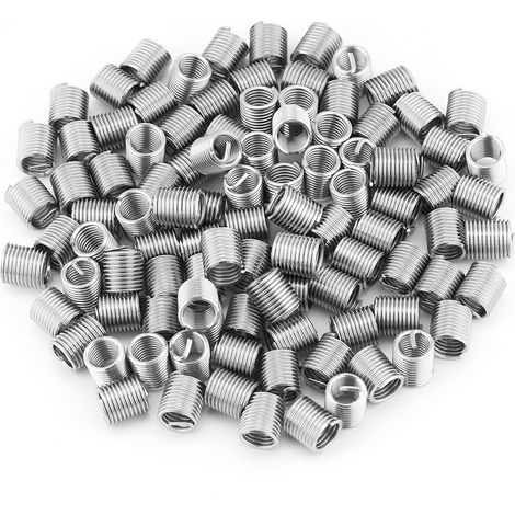 100pcs Stainless Steel SS304 Coiled Wire Helical Screw Thread Inserts M8 x 1.25 x 2D Length