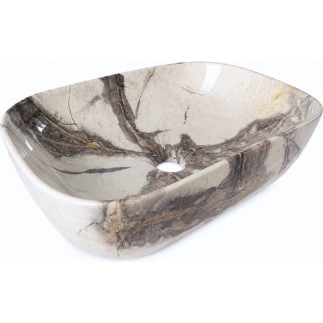 Lavabo rectangular de encimera de 46 × 32,5 cm, de mármol - Aquaterris (1/5)