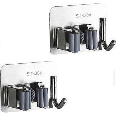 Set of self-adhesive stainless steel wall hooks for home, garage, garden and laundry room (silver) (1/5)