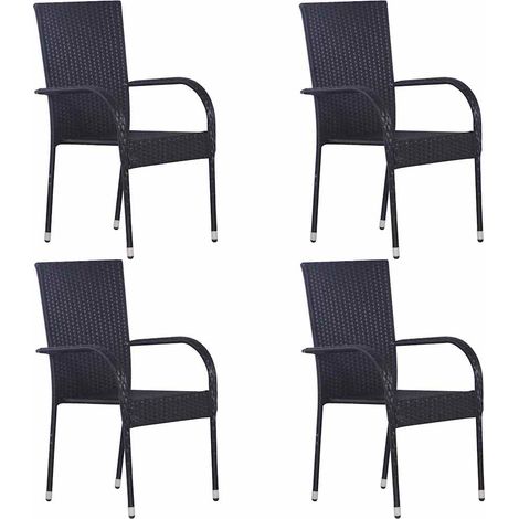 Maison Exclusive - 5-tlg. Garten-Essgruppe Schwarz (1/5)