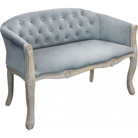 Divano vintage in velluto grigio con struttura in legno decorata Parigino (1/5)
