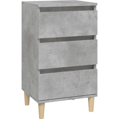 Table de chevet gris béton 40x35x70 bois d'ingénierie (1/5)