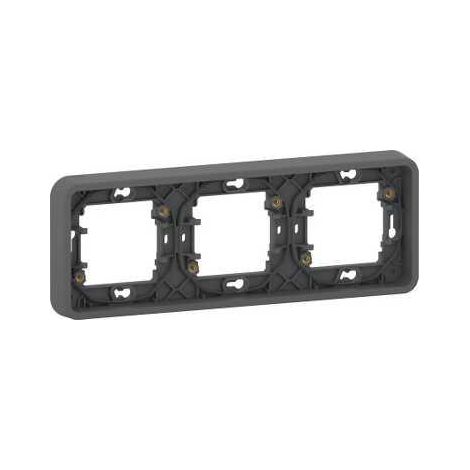 Schneider Electric – Cadre vertical 3 postes gris RAL 7016 – Étanchéité IP55 – Résistance chocs IK08 – Fixation par vis – MUR34109