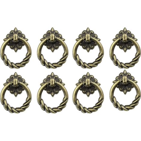 Huit poignées et boutons de style rétro, boutons de meubles anciens couleur bronze, adaptés aux armoires, coiffeuses, meubles, etc. (Bronze)
