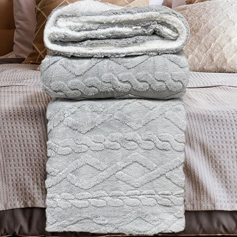 Manta Sofa de Borrego, Manta Doble Cara Franela y Sherpa, 100% Poliester, Suave y Caliente para Invierno, 130 x 160 cm/160 x 220 cm/220 x 240 cm (1/5)