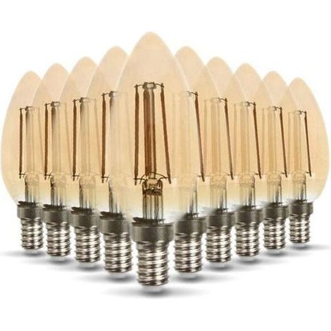 Lot de 10 Ampoules LED E14 ambrée 4W eq 40W 400lm Température de Couleur: Blanc chaud 2200K (1/2)