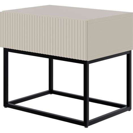 Selsey VELDIO - Mesita de noche - 50 cm - con patas negras - beige grisáceo (1/5)