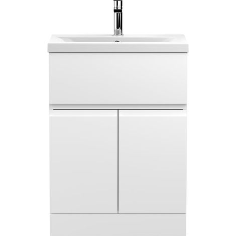 Hudson Reed Urban Floor Standing Vanity Unit with Basin 1 Satin White - 600mm Wide (1/5)