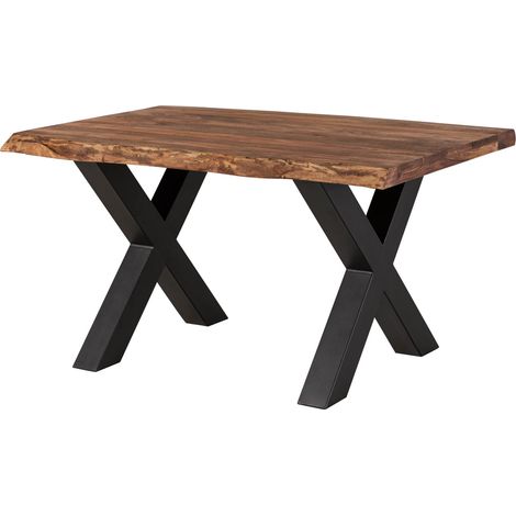 FREEFORM 5 tavolo da pranzo in legno di sheesham - verniciato grigio / gambe in ferro X antracite matt 160x90