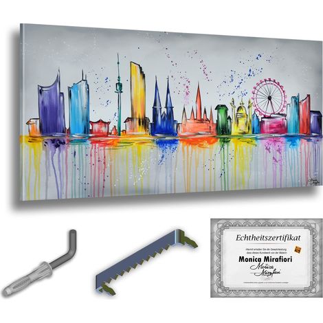 Monica Mirafiori  Dipinto a mano al 100%  Quadro Vienna  140x70cm  Dipinto dipinto a mano  Pittura acrilica  Quadro acrilico di grandi dimensioni  Arte moderna  Quadri d'arte (1/5)