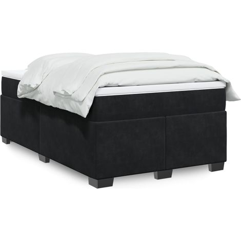 Boxspringbett mit Matratze Schwarz 120x200 cm Samt (1/5)