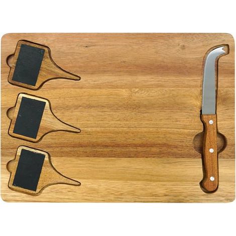 Plateau de fromages avec ardoises et couteau à fromage 32 x 23 cm Fackelmann (1/3)