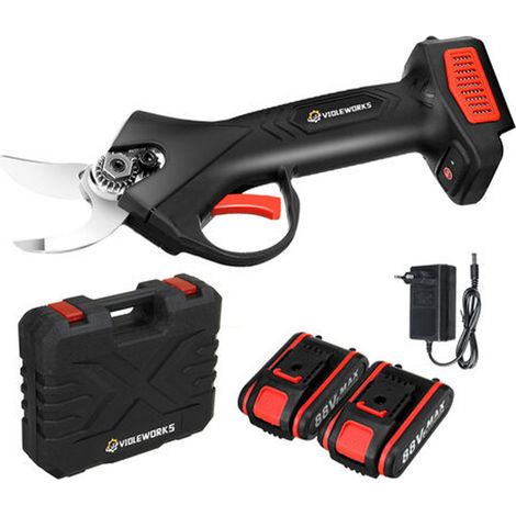 Secateurs Électriques - 21 V - 2 Batteries Lithium 9000 mAh - Pour Taille d'Arbres Fruitiers et de Vignes - Sans Fil