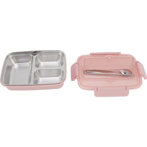 3-teiliges Set aus Edelstahl 304 mit Fächern, tragbare Lunchbox für Schüler und Erwachsene, geruchsneutral, rosa, Großhandel (1/5)