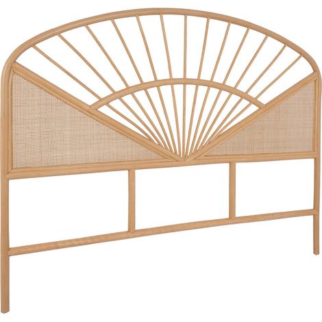 Natural rattan and canework headboard, light wood, bohemian, Tomia, L162 x D3 x H130cm