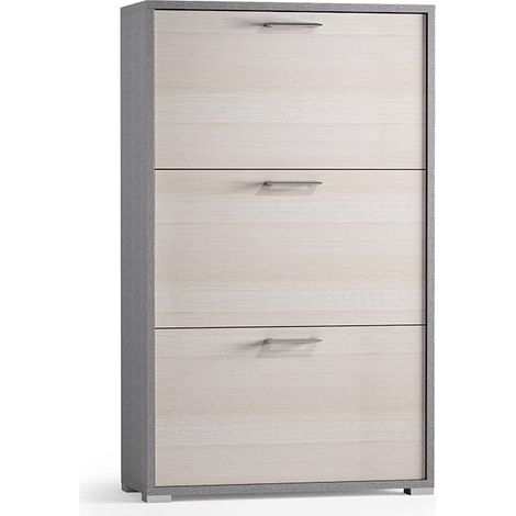 Étagère À Chaussures En Bois Peu Encombrante L.65Cm Avec 3 Portes Mélèze