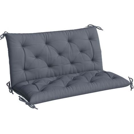 BUNTHAUS Outsunny Coussin de banc matelas assise dossier pour banc de jardin coussin balancelle canapé 3 places grand confort 100 x 98 x 8 cm gris (1/5)