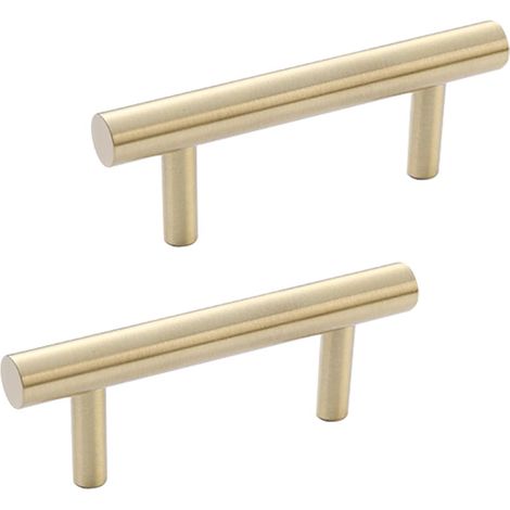 Poignee de Meuble Cuisine Or, Solide laiton Poignées Longueur totale: 50-1000 mm Poignee de Meuble de Barre, 2 pièces Boutons de Portes pour Placards-150mm/6in (1/5)