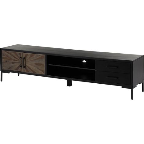 TV-Board Sheesham 210x45x50 schwarz lackiert SUN 107