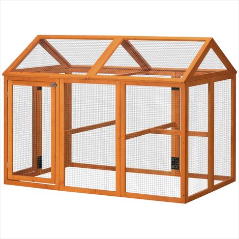 Poulailler Enclos bois sapin 140 x 88,5 x 106 cm orange (1/5)