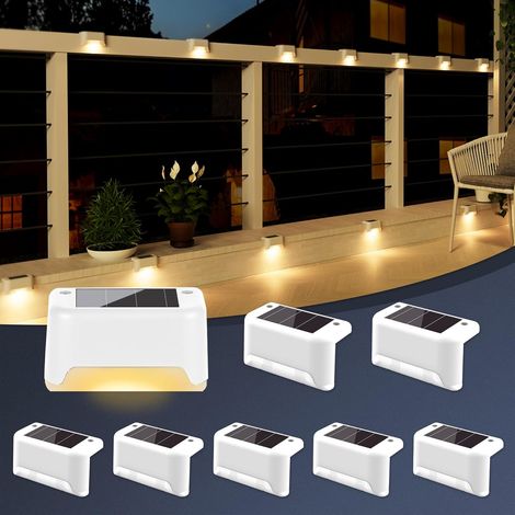 Lot de 8 Lampes Solaires pour Escaliers Extérieurs, Éclairage Extérieur Solaire, Étanche Lampes Solaires pour Clôture, Escalier, Marches, Cour