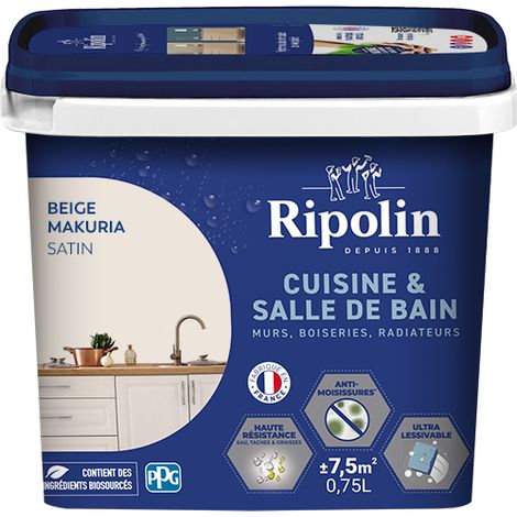 Peinture Murale spéciale Cuisine et Bain - Satin - 0,75L - Makuria - Ripolin (1/5)