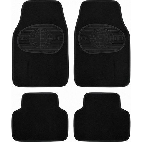 Ensemble de tapis de sol pour voiture - AVIZAR - Universel - PVC écologique floqué - Antidérapant - Noir